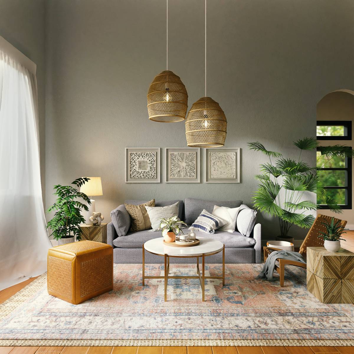 boho grey living room - shopperji.com