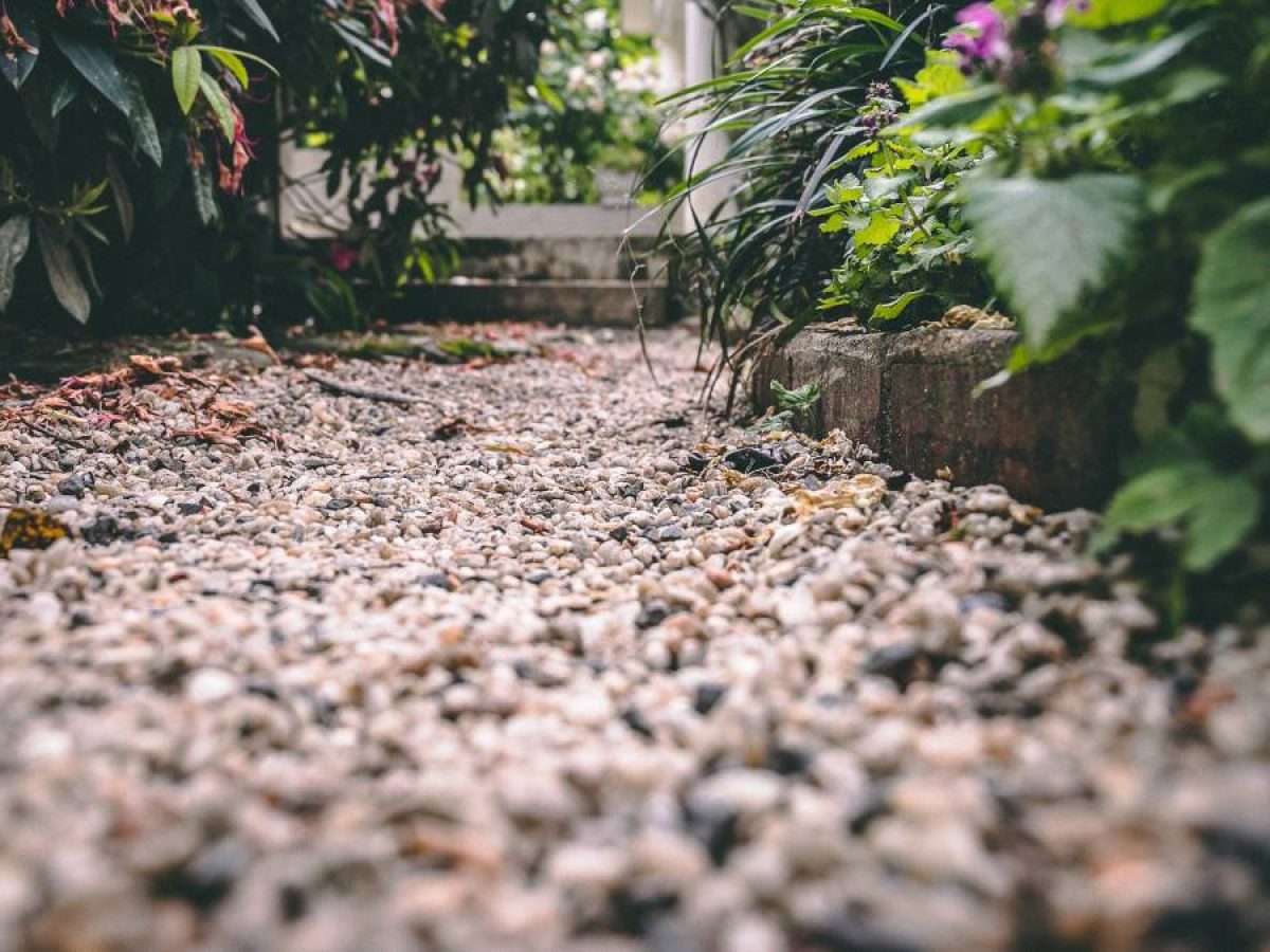 landscaping with gravel and pots